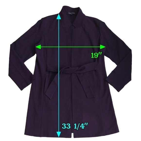 Eileen Fisher Purple Ponte Knit Belted Self Tie Coat Pockets Stretch Classic - Picture 3 of 10